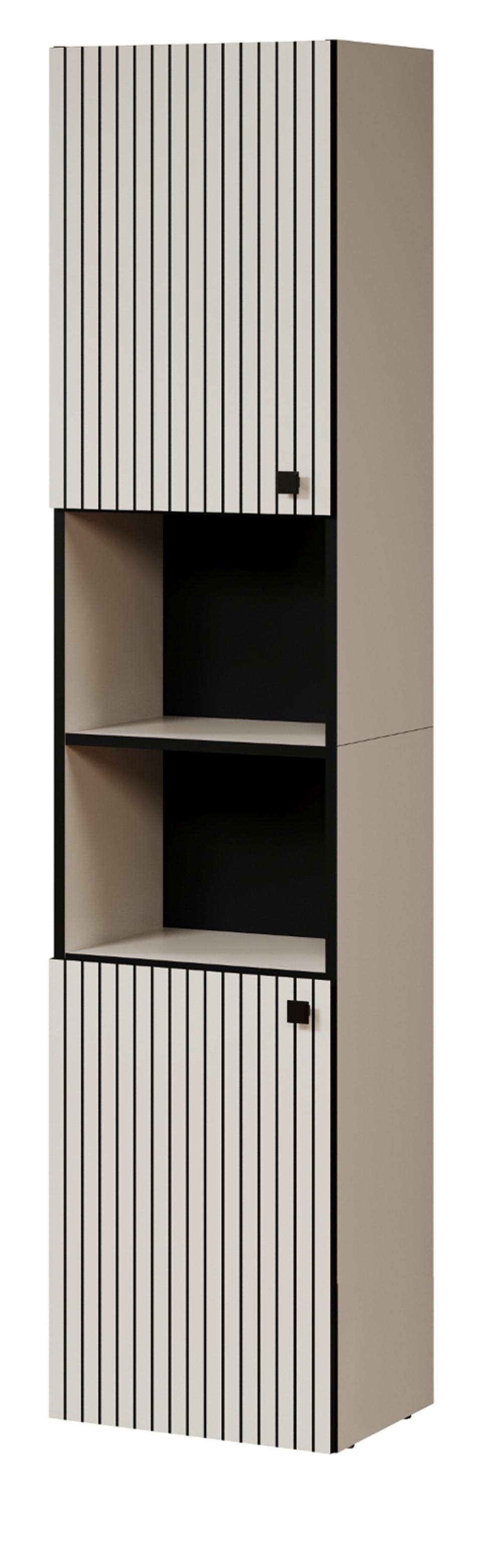 HOCHSCHRANK Kaschmir, grau 40 x 186 cm, Badschrank 2-türig - Kaschmir/Schwarz, Holzwerkstoff/Metall (40/186/31cm) - Top.Furn