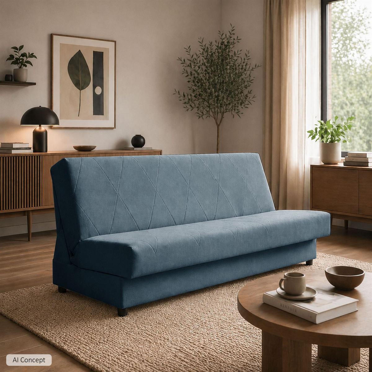 SCHLAFSOFA VERO mit Schlaffunktion Castel 74 - Blau, Textil (191/88/90cm) - Lookway