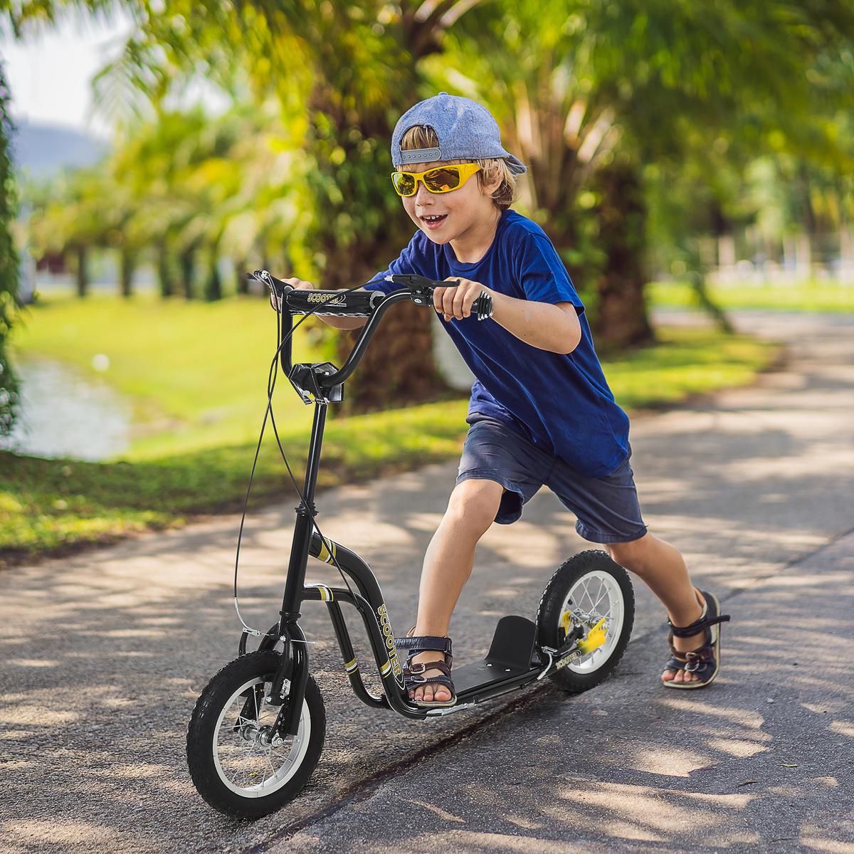 KINDERROLLER ab 5 Jahre Scooter Kinderscooter Tretroller Cityroller Schwarz - Schwarz, Metall (120/58/95cm) - HOMCOM