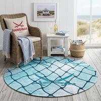 FLACHWEBTEPPICH Keitum 100x100 cm - Türkis, Textil (100/100cm) - Sansibar SYLT