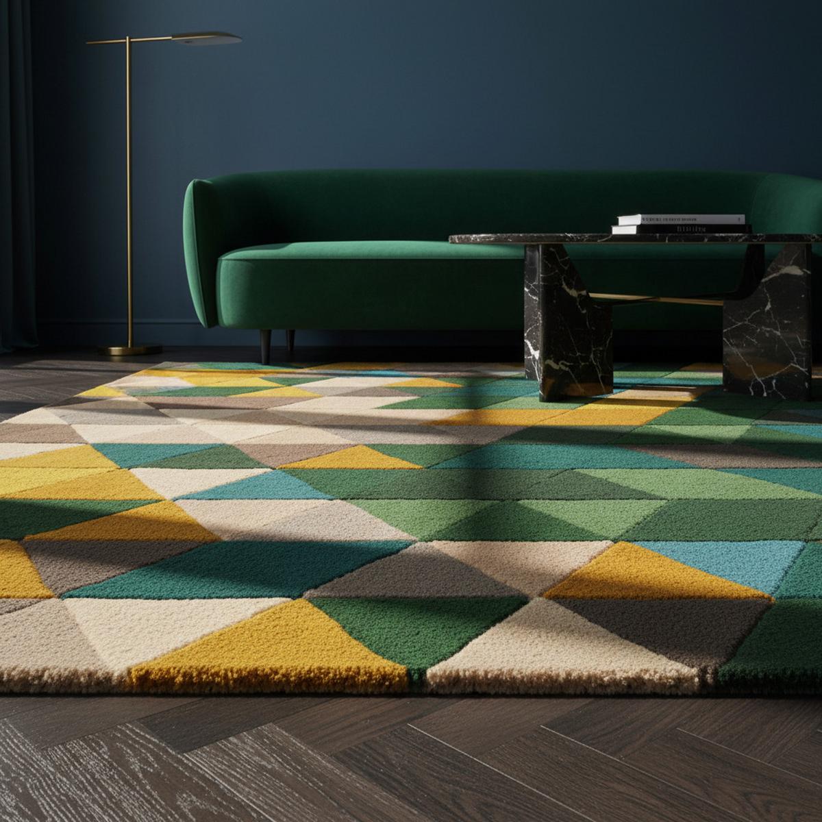WOLLTEPPICH DERWENT, geometrisch, Grün, 80 x 150 cm - Grün, Textil (150/80cm) - KADIMA DESIGN