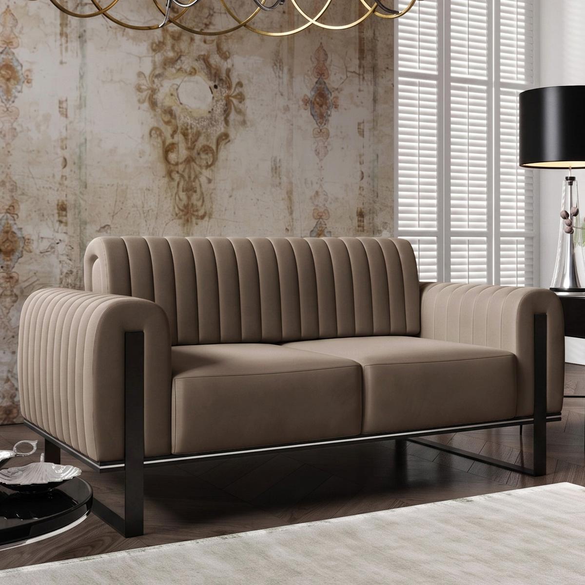 SOFA Parissa 164 cm - Beige/Schwarz, Textil/Metall (164/79/92cm) - Selsey