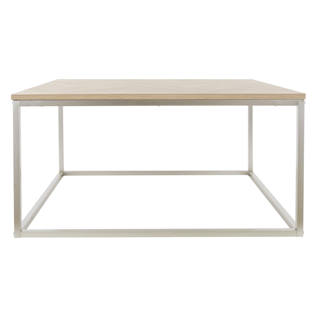COUCHTISCH 80x80x40 cm Eiche mit Fischgrätenmuster Stahlgestell - Braun, Metall (80/80/40cm) - ML-DESIGN
