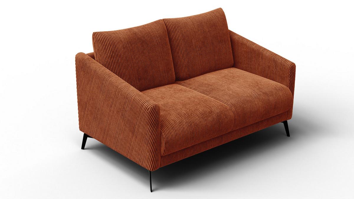 SOFA VILT 2-Sitzer, orange - Schwarz/Orange, Holzwerkstoff/Textil (142/89/94cm) - Wozimo