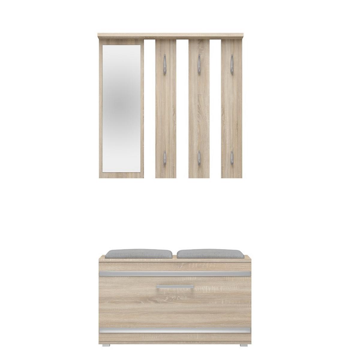 GARDEROBE praktisch Garderoben-Set mit Spiegel Sonoma 85/180/35 - Sonoma Eiche, Holzwerkstoff (85/180/35cm) - RAUMHIRSCH FURNITURE