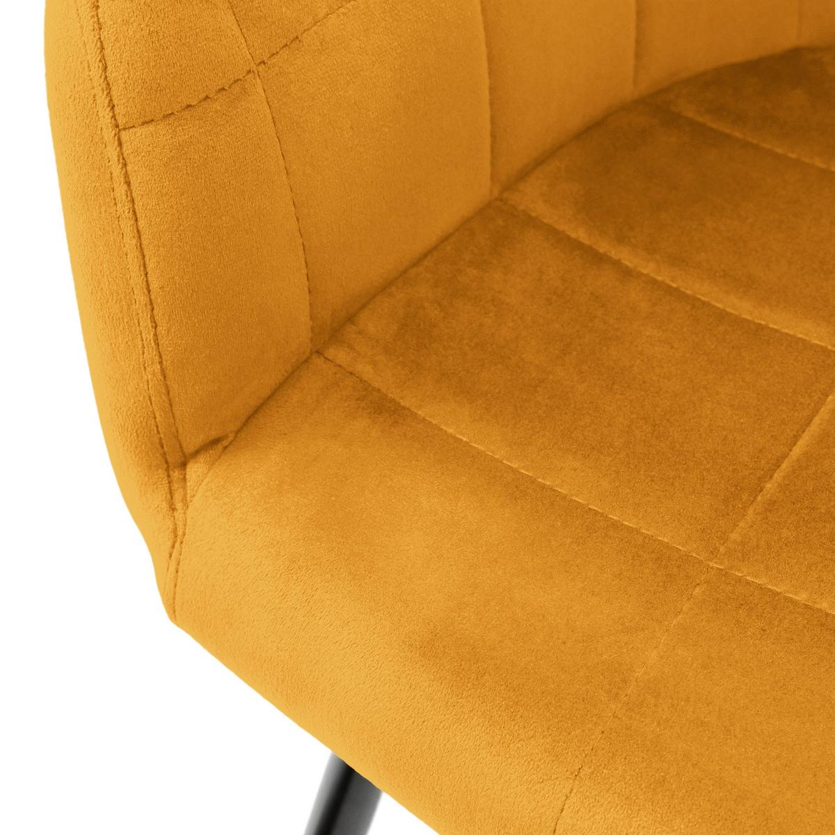 ESSZIMMERSTUHL 6er Set Senfgelb Samtbezug - Gelb/Schwarz, Textil/Metall (60/84/58cm) - ML-DESIGN