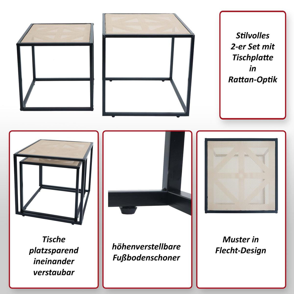 BEISTELLTISCH quadratisch Beige 2er-Set-Set - Beige, Kunststoff (44/44/45cm) - MCW