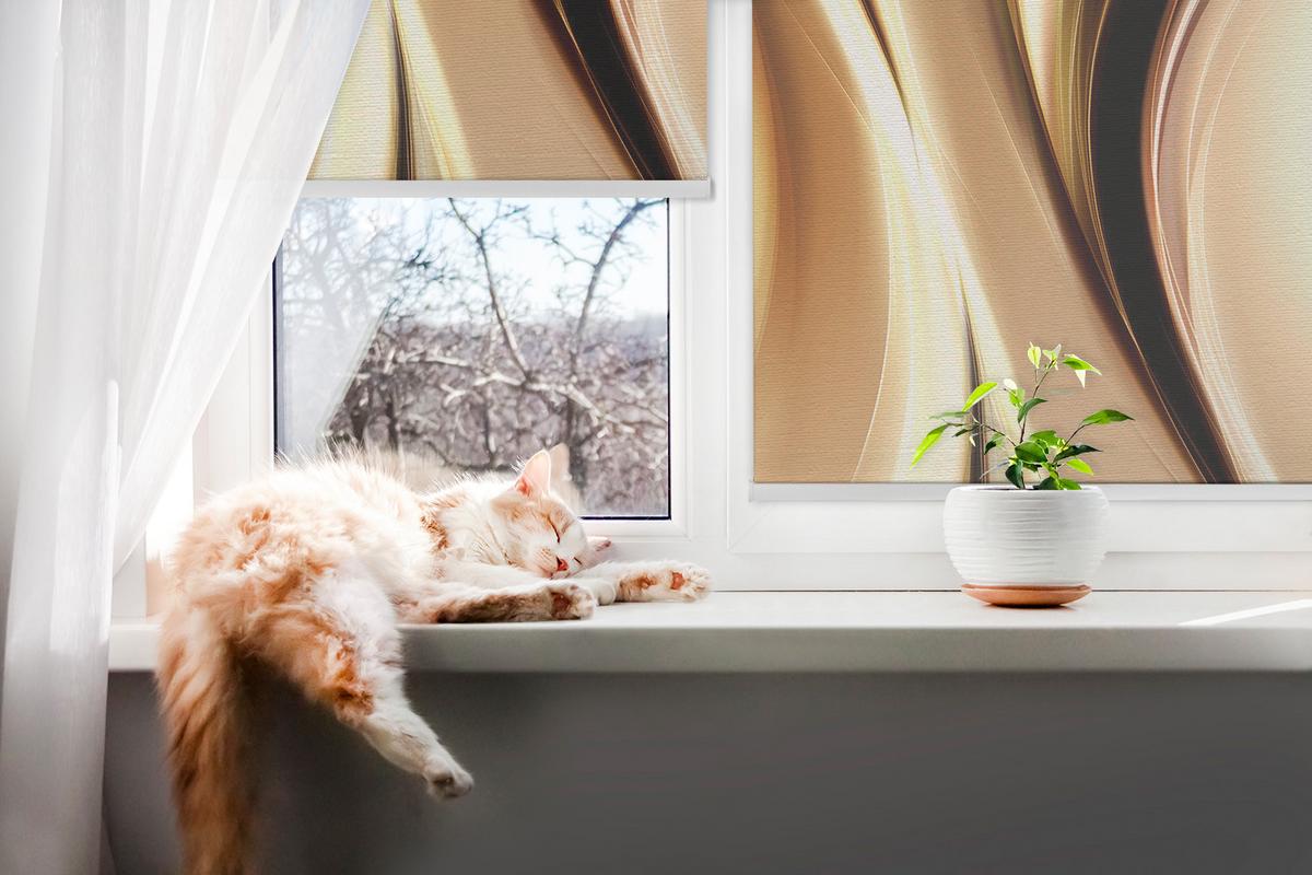 INNENROLLO - Fensterrollo - Rollo - 130x140 cm - Metall - Goldfarben, Kunststoff (130/140/0.5cm) - TULUP