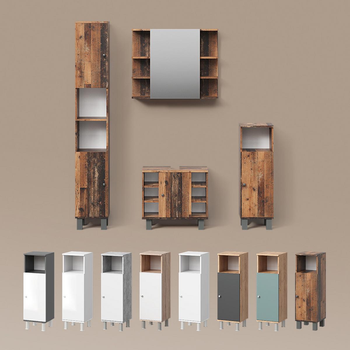 BADSPIEGELSCHRANK Fucino Antikholz 79.6 x 64 cm - Alteiche, Holzwerkstoff (79.6/64/21.2cm) - Livinity®