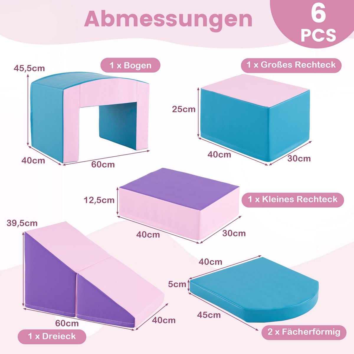 SCHAUMSTOFFBLOCK Blau (7-teilig) - Blau, Leder (40/25/30cm) - COSTWAY