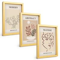 BILDER SET 3er Set - 20x30 cm Goldrahmen - Moderne Pflanzenlinien - Goldfarben, Kunststoff (20/30cm) - TULUP