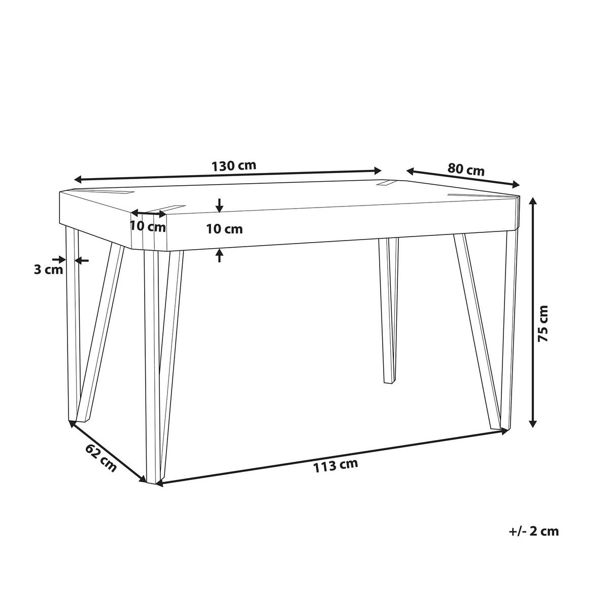 ESSTISCH 130/80/75 cm Hellbraun, Schwarz Rechteckig Cambell - Hellbraun, Holzwerkstoff (130/80/75cm) - Beliani