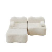 ECKSOFA L-Form Boneless Samt mit Ottoman - Beige, Textil (192/167cm) - Urban Meuble
