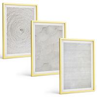BILDER SET 3er Set - 40x60 cm Goldrahmen - Geometrische Kartonmuster - Goldfarben, Kunststoff (40/60cm) - TULUP