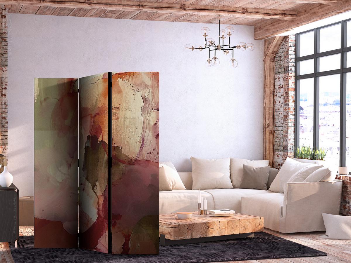PARAVENT Einseitig Bedruckter 3-tlg 135x172 cm Abstraktion Boho Stil - Multicolor, Holz/Textil (135/172/3cm) - Muralo