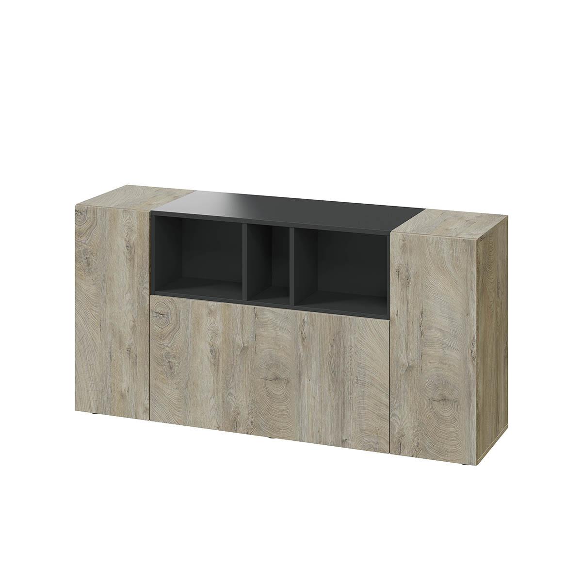 SIDEBOARD mit 3 Türen, davon 1 Flügeltür und 3 Nischen Tamiko - L150cm - Eiche Artisan/Grau, Holzwerkstoff (41/76/12.1cm) - Calicosy