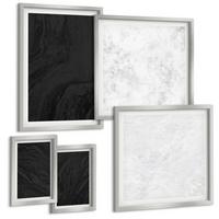 BILDER SET 5er Set - 50x50 cm & 20x30 cm & 40x60 cm Silberner Rahmen - Dunkles Licht, glamouröse Marmor - Silberfarben, Kunststoff (40/60cm) - TULUP