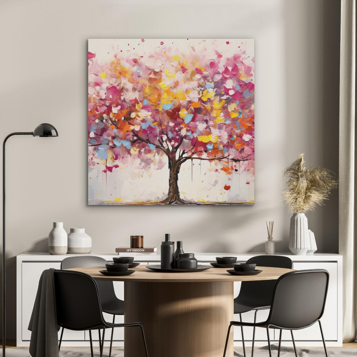 AKUSTIKBILD Aquarell - Baum - Kunst - Abstrakt Akustikpaneele 90x90 cm - Multicolor, Kunststoff (90/90/0.9cm) - MuchoWow