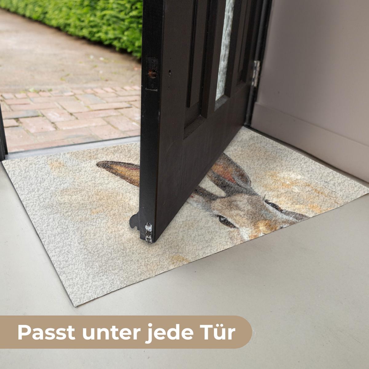 FUSSMATTE Hase - Ohren - Braun Schmutzmatte 60x40 cm - Beige, Kunststoff (40/60cm) - MuchoWow
