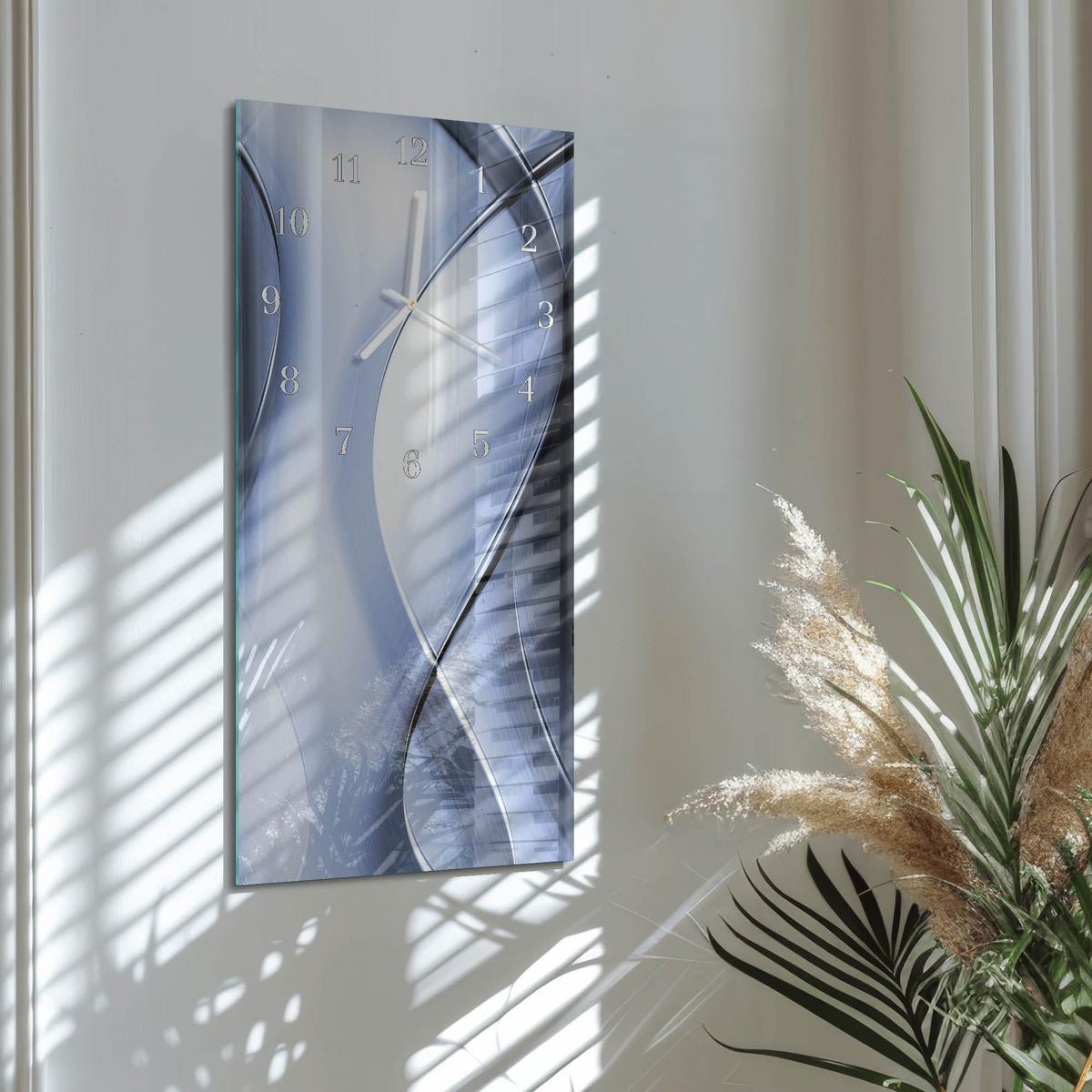 WANDUHR aus Glas 30x60 cm - Abstraktion - Blau, Glas (30/60/0.4cm) - TULUP