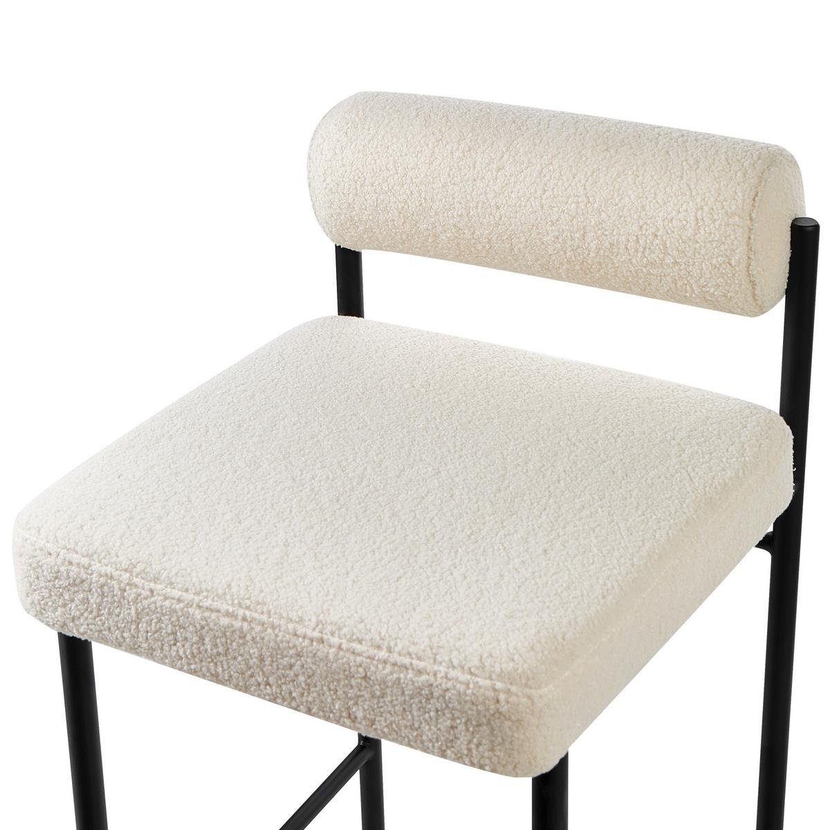 BARSTÜHLEN 2er-Set Weiß Amaya - Creme/Schwarz, Textil (42/82/42cm) - Beliani
