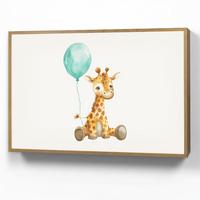 WANDLEUCHTE MIT AKKU Giraffe - Baby - Tiere - Blauer Ballon 100x70 cm - Weiß, Holzwerkstoff (100/70/8cm) - OnlyWow