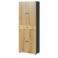 HOCHSCHRANK Evoke Eiche, grau 70 x 186 cm, Badschrank 4-türig - Eichefarben/Anthrazit, Holzwerkstoff/Metall (70/186/31cm) - Top.Furn