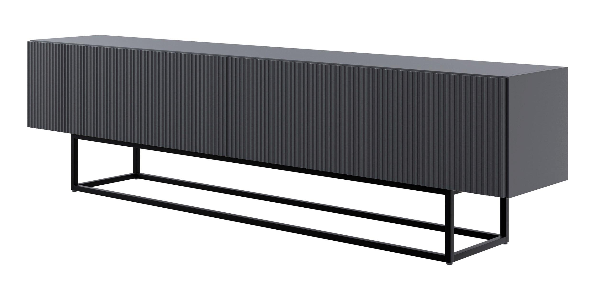 TV-SCHRANK Veldio Schwarz mit schwarzen Beinen 175 cm - Schwarz, Holzwerkstoff/Metall (175/46.5/31.6cm) - Selsey