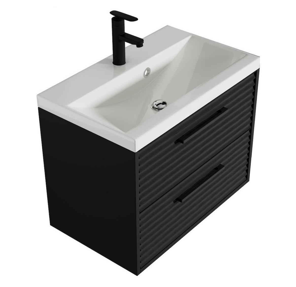 BADMÖBEL-SET Etna 2 Teile Schwarz Matt - 60 x 35 x 51 cm - Schwarz, Holz (60/51/35cm) - Badplaats
