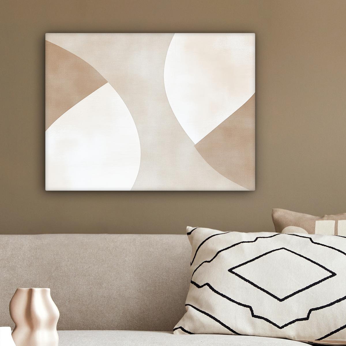 LEINWANDBILD Braun - Japandi - Abstrakt Wandbild 40x30 cm - Sandfarben, Textil (40/30cm) - MuchoWow