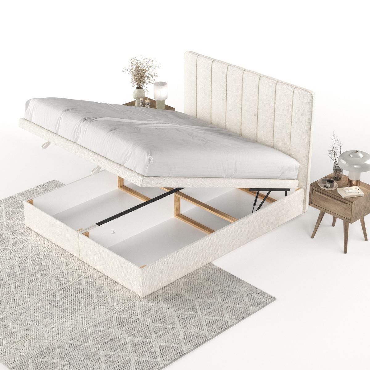 POLSTERBETT Vienna mit Stauraum 120/200 cm Creme im Alta Stoff - Creme/Schwarz, Holz/Holzwerkstoff (120/200cm) - AltaBeds