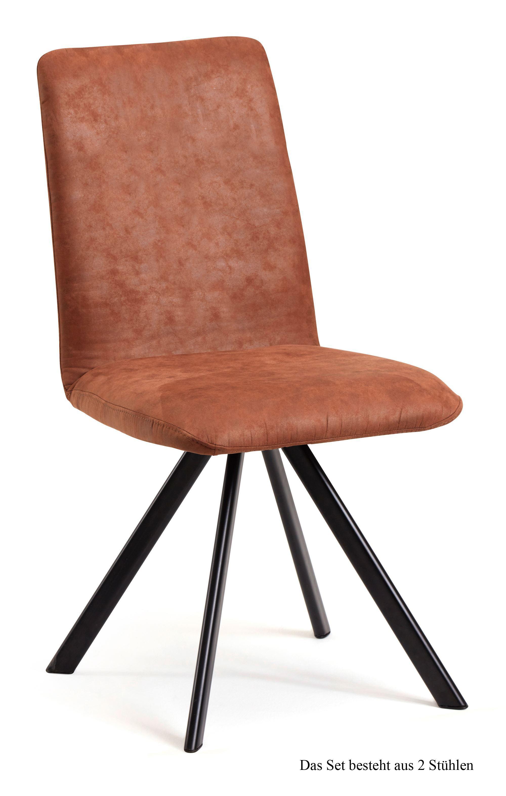 ESSZIMMERSTUHL (2er-Set) Datja 47x92x60 Schwarz/Cognac - Cognac/Schwarz, Kunststoff (60/92/47cm) - 58aufmkessel