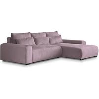 ECKSCHLAFSOFA Benny rosa rechts - Schwarz/Rosa, Kunststoff/Textil (271/185cm) - Beautysofa
