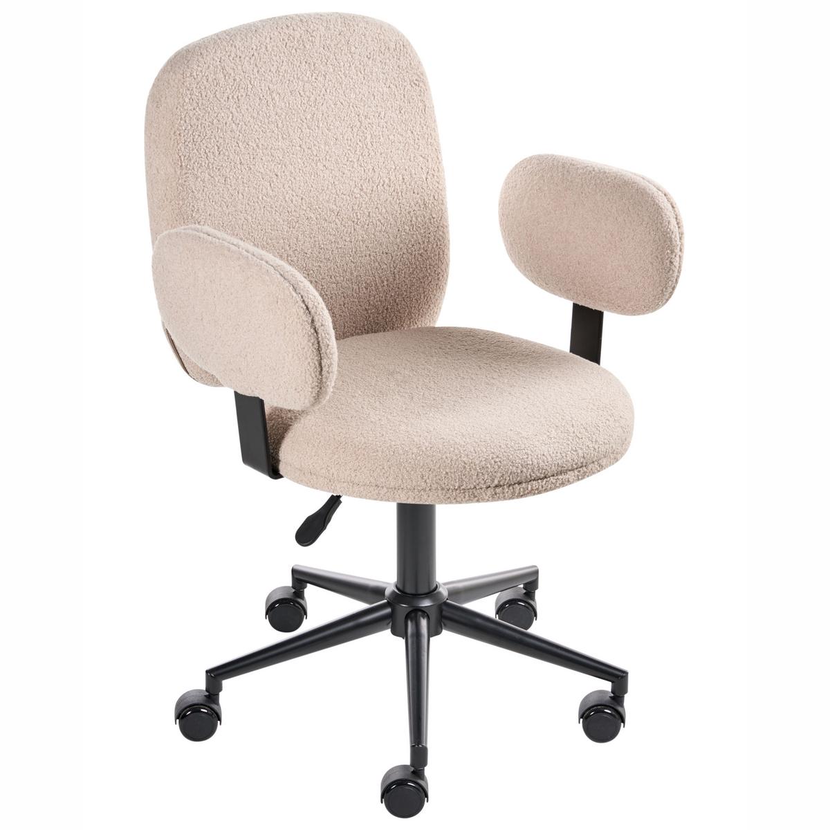 SCHREIBTISCHSTUHL Beige Moraga - Beige/Schwarz, Textil (58/80/58cm) - Beliani