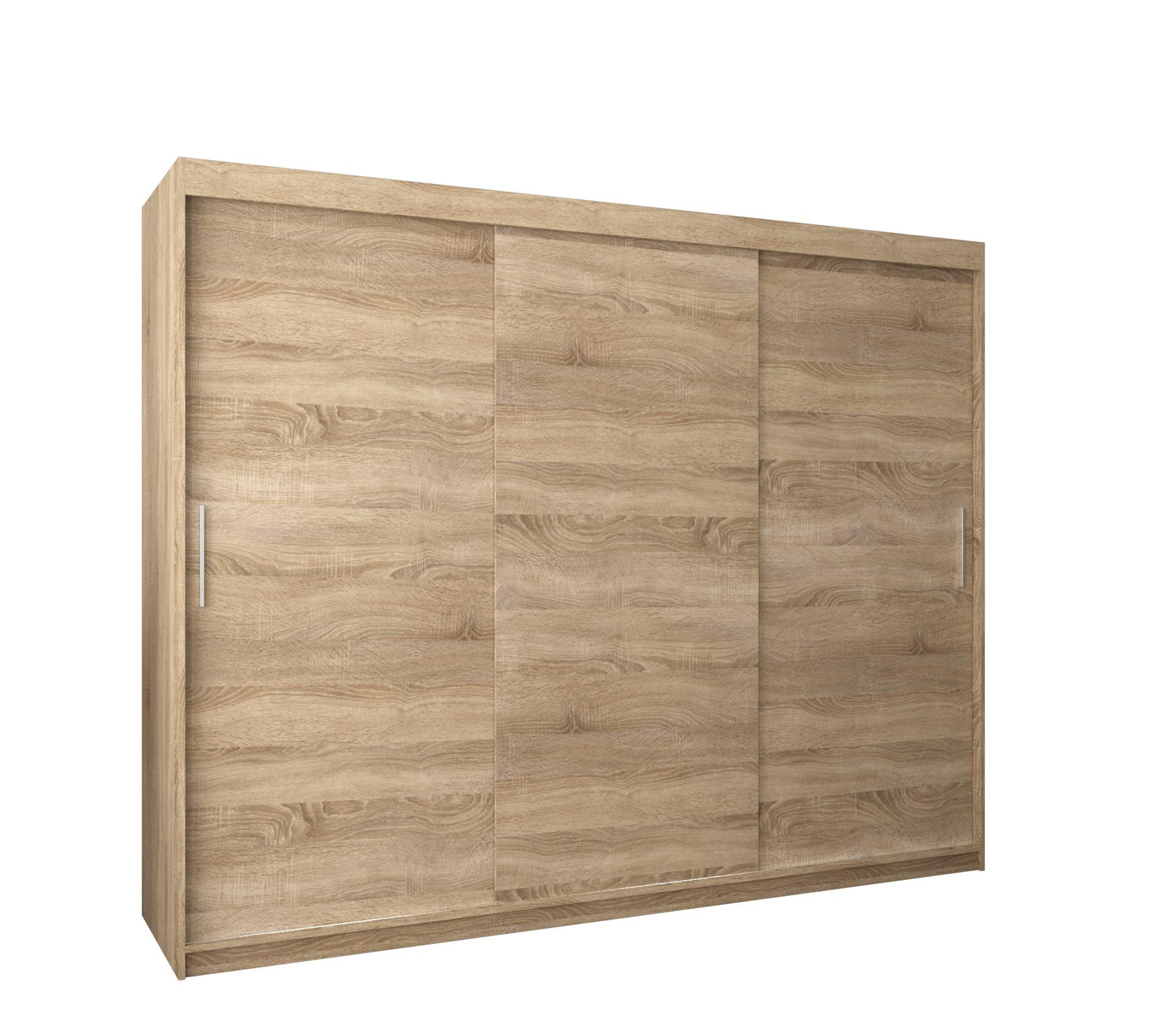 SCHIEBETÜRENSCHRANK TOKYO 200/250/62 3-türig - Silberfarben/Sonoma Eiche, Holz/Kunststoff (250/200/62cm) - MÖBEL KRYSPOL