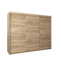 SCHIEBETÜRENSCHRANK TOKYO 200/250/62 3-türig - Silberfarben/Sonoma Eiche, Holz/Kunststoff (250/200/62cm) - MÖBEL KRYSPOL