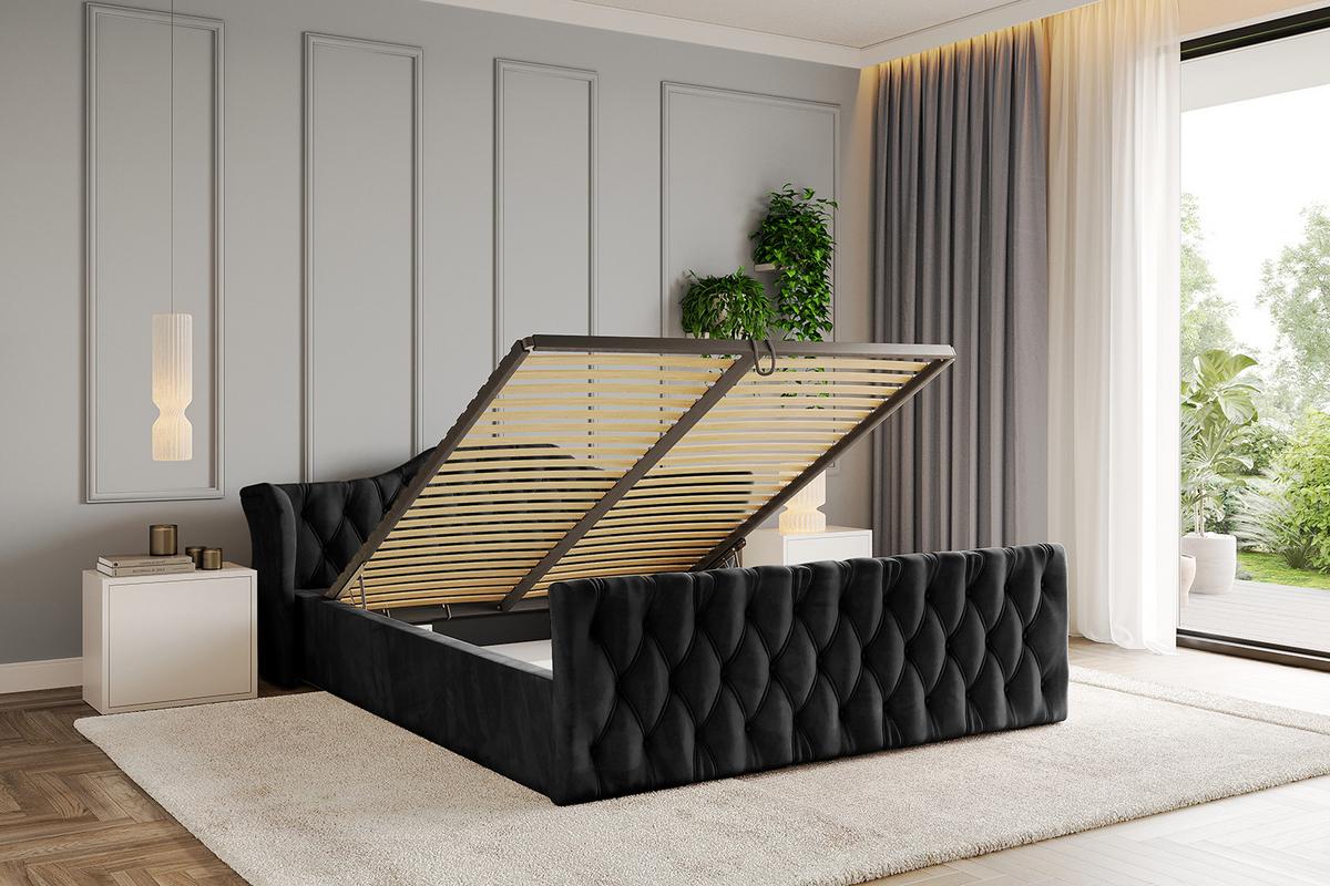 POLSTERBETT mit Bettkasten, Fußteil und Lattenrost, Boxbett ohne Matratze - ZORAN-Z-V1 120x200 Schwarz - Schwarz, Holzwerkstoff/Textil (120/200cm) - ALTDECOR