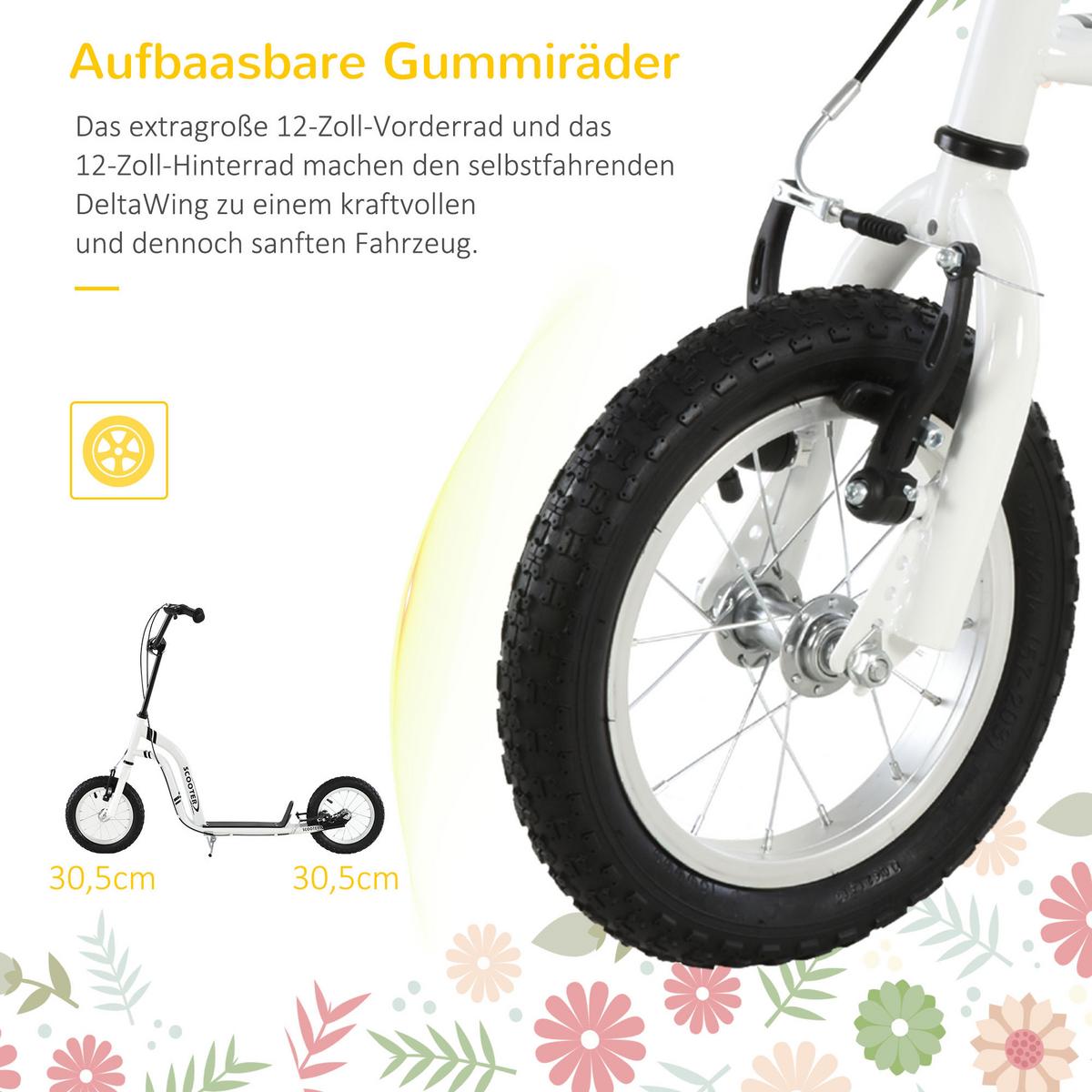 KINDERROLLER ab 5 Jahre Scooter Kinderscooter Tretroller Cityroller Weiß - Weiß, Metall (120/58/95cm) - HOMCOM