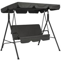 HOLLYWOODSCHAUKEL, 3-Sitzer, Stahl, Schwarz, 172 x 110 x 153 cm - Schwarz, Metall (110/153/172cm) - Outsunny