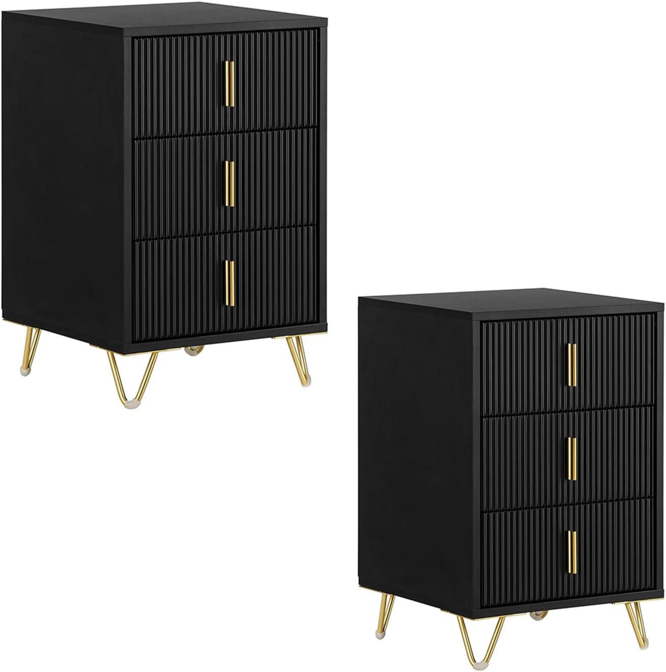 NACHTTISCH mit 3 Schubladen FBT115-L-SCHx2 - Ahornfarben, Fell (40/63/36cm) - SoBuy