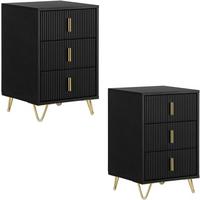 NACHTTISCH mit 3 Schubladen FBT115-L-SCHx2 - Ahornfarben, Fell (40/63/36cm) - SoBuy