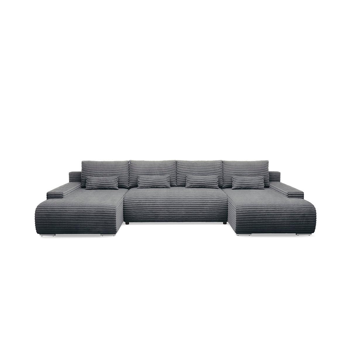 PANORAMASOFA Ivana 4 Sitzplätze Dunkelgrau - Grau, Holz (350/85/172cm) - Petits-meubles