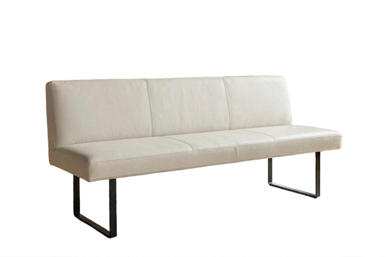 ESSZIMMERBANK ELEEN Hellgrau Leder - Hellgrau, Leder (243/85/69cm) - KAWOLA