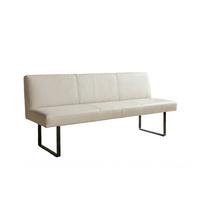 ESSZIMMERBANK ELEEN Hellgrau Leder - Hellgrau, Leder (223/85/69cm) - KAWOLA