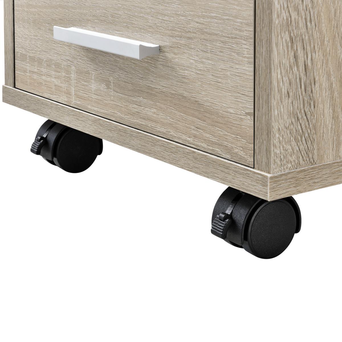 ROLLCONTAINER Stockholm - Sonoma Eiche, Holzwerkstoff (33/63/38cm) - [en.casa]