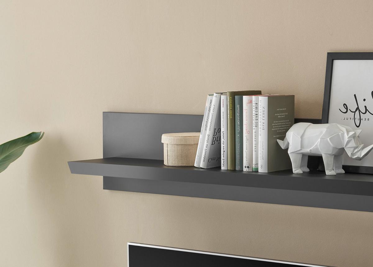 WANDBOARD schwarz matt, Wandregal 140 cm - Schwarz, Holzwerkstoff/Metall (140/45/22cm) - Furn.Design