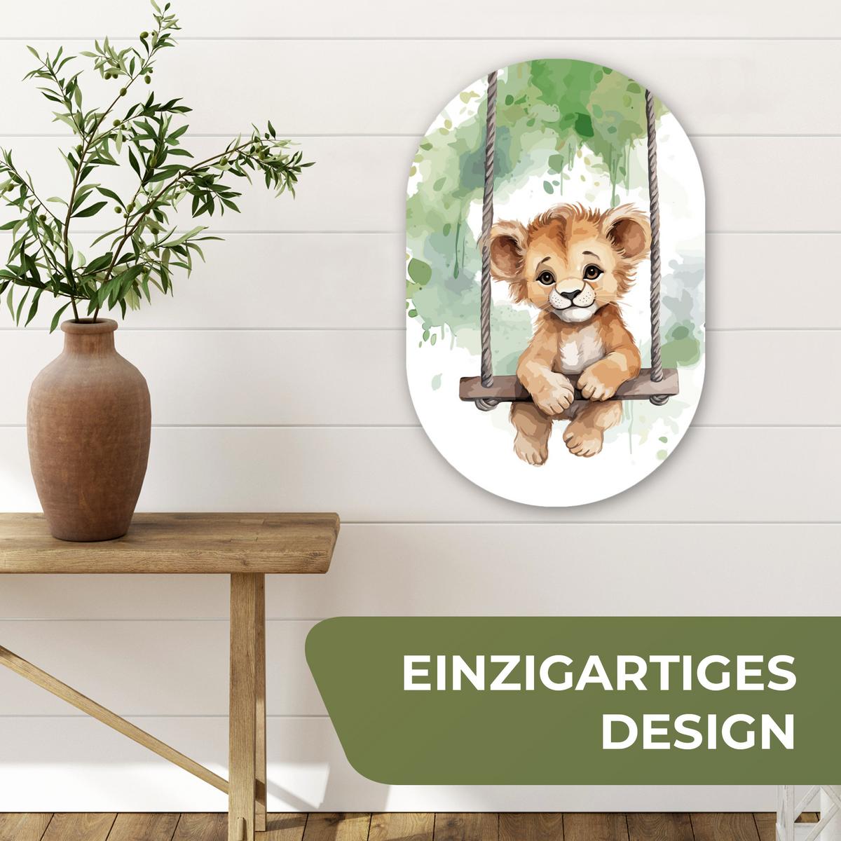 WANDBILD Löwe - Tier - Kinder - Dschungel Deko Wohnzimmer 40x60 cm - Hellbraun, Kunststoff (40/60cm) - MuchoWow