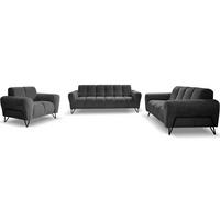 SITZGARNITUR Volare Sofas+Sessel, ohne Schlaffunktion, Anthrazit - Anthrazit/Schwarz, Textil/Metall (220/83/98cm) - Beautysofa