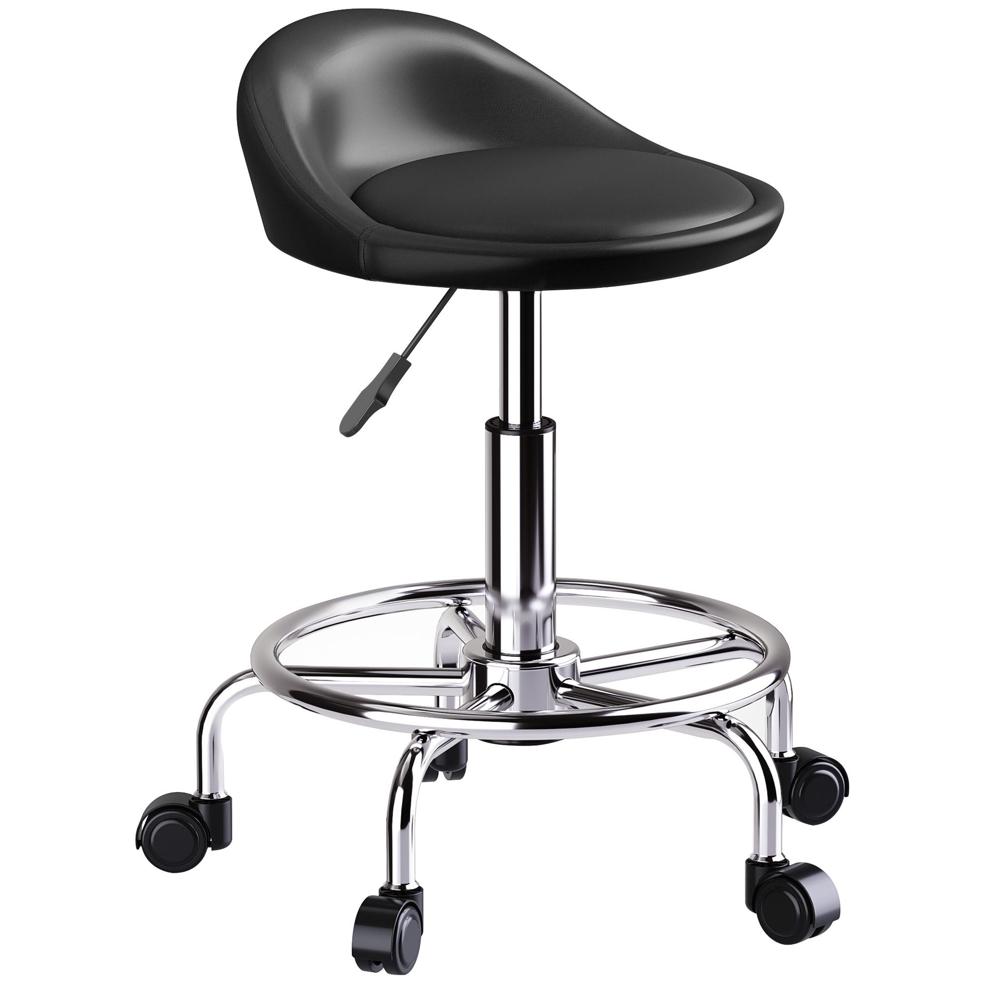 ROLLHOCKER Kunstleder Metall Schwarz - Schwarz, Kunststoff (43/75/43cm) - HOMCOM