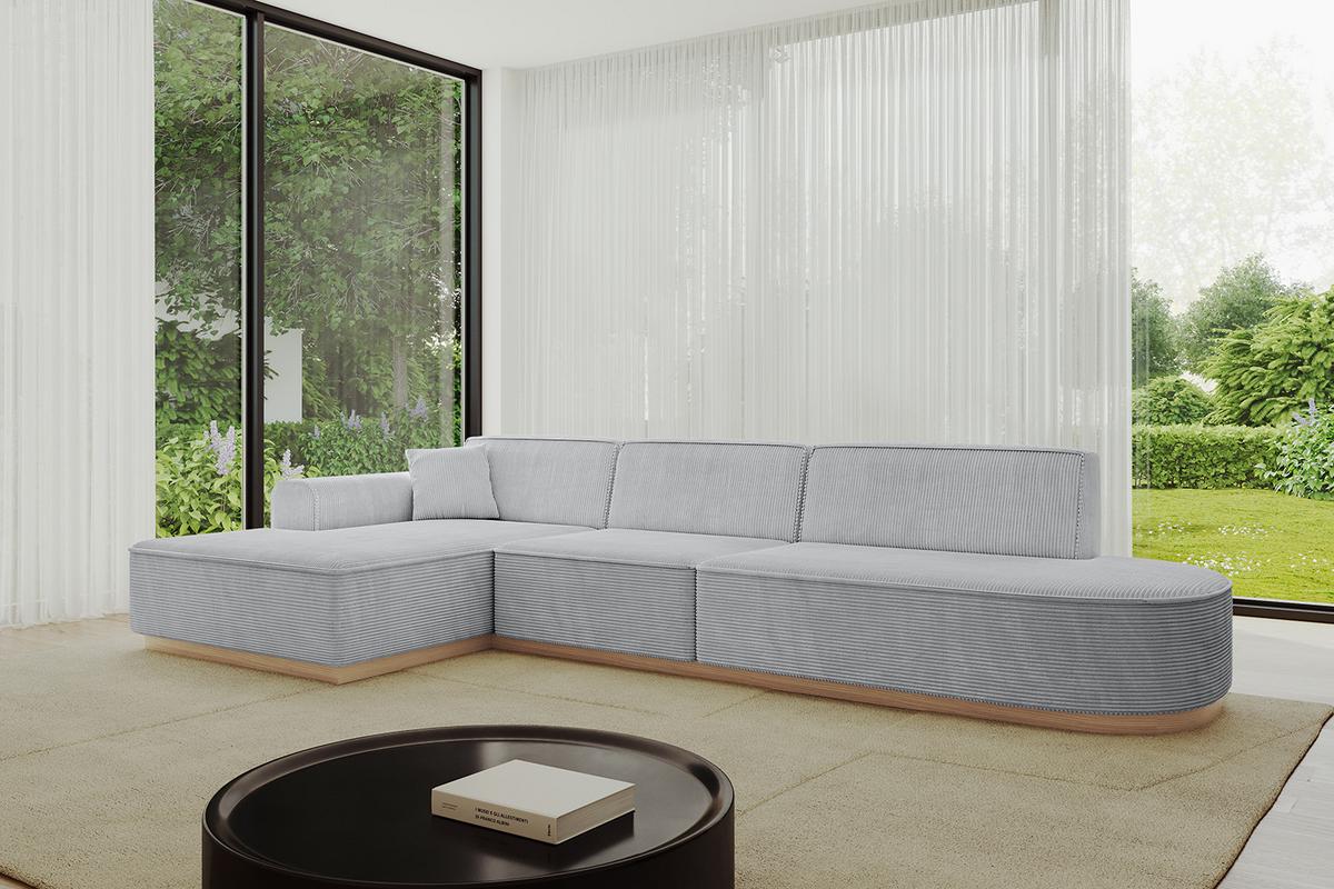 ECKSOFA Ottomane Links IREA-L2 - 327x165x80 cm Grau - Grau, Holzwerkstoff/Textil (327/165cm) - ALTDECOR